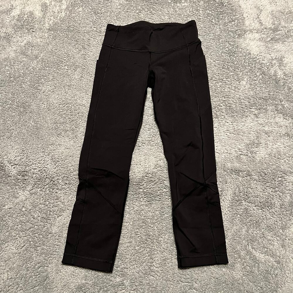 Lululemon Leggings Womens 4 Pace Rival Black Crop Pants Pockets X10416 22”